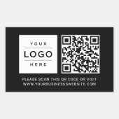 カスタム ブラック ビジネス ロゴ QR コード 長方形シール (正面)