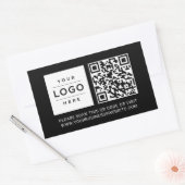 カスタム ブラック ビジネス ロゴ QR コード 長方形シール (封筒)