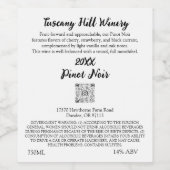 カスタム ブラック＆ホワイト モダン QR コード ロゴ 説明 ワインラベル (シングルラベル)