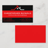 カスタム ブラック&レッドのホームビルディングコンストラクション 名刺 (正面/裏面)