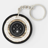 カスタム – ブラック、金ゴールド、ホワイトホーム – 不動産仲介業者 キーホルダー (裏面)