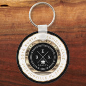 カスタム – ブラック、金ゴールド、ホワイトホーム – 不動産仲介業者 キーホルダー (正面)