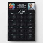 カスタム ブラック 2026 会社カレンダー ビジネス ロゴ フォトプラーク (正面)