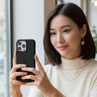 カスタム ブラック iPhone カバー 名入れ