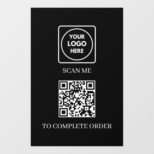 カスタム ブラック QR コード | 注文表示 ウィンドウサイン (シート)