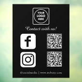 カスタム ブラック QR コード | Instagram Facebook ディスプレイ ウィンドウサイン (シート3)