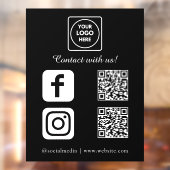 カスタム ブラック QR コード | Instagram Facebook ディスプレイ ウィンドウサイン (シート2)
