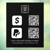 カスタム ブラック QR 決済 | CashApp & PayPal 表示 ウィンドウサイン (シート3)