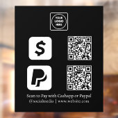 カスタム ブラック QR 決済 | CashApp & PayPal 表示 ウィンドウサイン (シート2)