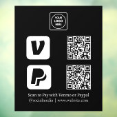 カスタム ブラック QR 決済 | Venmo & PayPal 表示 ウィンドウサイン (シート3)