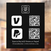 カスタム ブラック QR 決済 | Venmo & PayPal 表示 ウィンドウサイン (シート2)