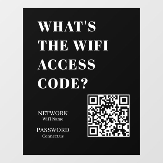 カスタム ブラック WiFi QR | ネットワークパスワード表示 ウィンドウサイン (シート)