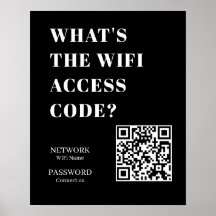 カスタム ブラック WiFi QR | ネットワークパスワード表示
