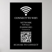 カスタム ブラック WiFi QR | ネットワークパスワード表示 ポスター (正面)