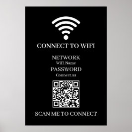 カスタム ブラック WiFi QR | ネットワークパスワード表示 ポスター