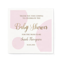 カスタム ブラッシュ ピンクとホワイトのベイビーガール シャワー