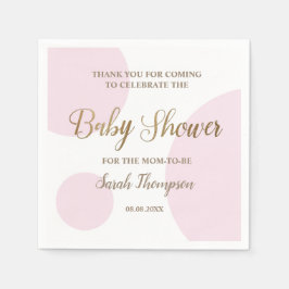 カスタム ブラッシュ ピンクとホワイトのベイビーガール シャワー スタンダードカクテルナプキン