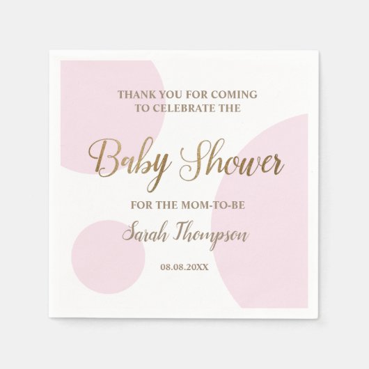 カスタム ブラッシュ ピンクとホワイトのベイビーガール シャワー スタンダードカクテルナプキン (正面)