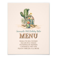 カスタム ブラッシュ ピンクカウガール アップ ロデオ パーティー メニュー サイン