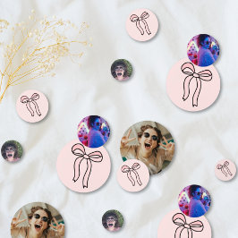 カスタム ブラッシュ ピンク ボウ  ブライダル シャワー フォト コンフェッティ