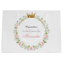 カスタム ブラッシング ロマンス: ローズ & ベイビーズ ブレス ラージペーパーバッグ