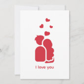 カスタム ブランドの赤と白のシンプルなカップルとハート シーズンカード (正面)