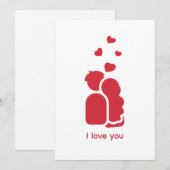 カスタム ブランドの赤と白のシンプルなカップルとハート シーズンカード (正面/裏面)