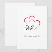 カスタム ブランドの赤と黒のミニマル バレンタインデー シーズンカード (正面/裏面)