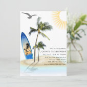 カスタム ブランド ビーチ サマー ニュートラル 1歳の誕生日 招待状 (スタンド正面)