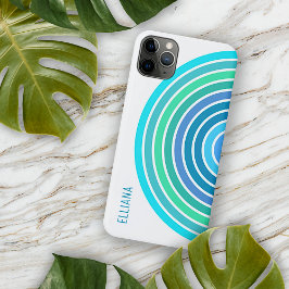 カスタム ブルー ターコイズ グリーン ヴァイオレット ホワイト ストライプ iPhone 11 PRO MAXケース