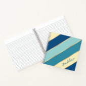 カスタム ブルー ティール シーfoam グリーン イエロー ゴールド ストライプ ノートブック (内部)