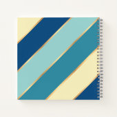 カスタム ブルー ティール シーfoam グリーン イエロー ゴールド ストライプ ノートブック (裏面)