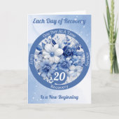 カスタム ブルー フラワーリカバリー マイルストーン ギフト カード (正面)