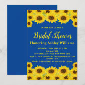 カスタム ブルー ラスティック ヒマワリ 秋のブライズ シャワー 招待状 (正面/裏面)