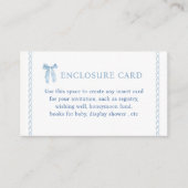 カスタム ブルー リボン 男の子 ベビーシャワー エンクロージャーカード (正面)