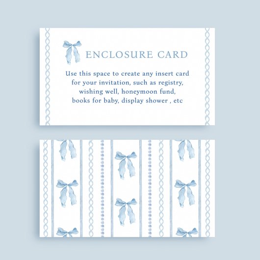 カスタム ブルー リボン 男の子 ベビーシャワー エンクロージャーカード