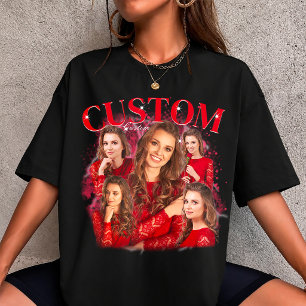カスタム ブートレグ フォト パーソナライズド レトロ 90年代風 Tシャツ