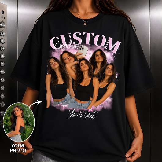 カスタム ブートレグ ラップTシャツ 彼女の顔 個人用 Tシャツ