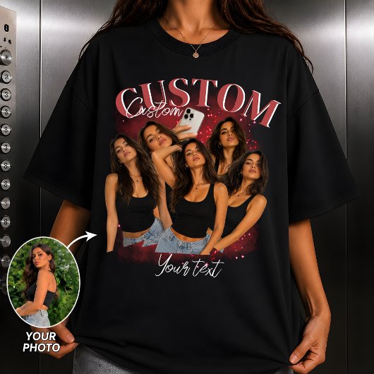 カスタム ブートレグ ラップTシャツ 彼女の顔 個人用 Tシャツ