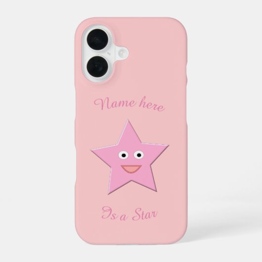 カスタム プレイピンクスター iPhone 16ケース (裏面)