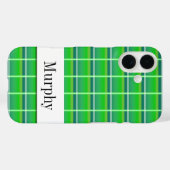 カスタム プレピー グリーン プリント iPhone カバー (裏面 (横))