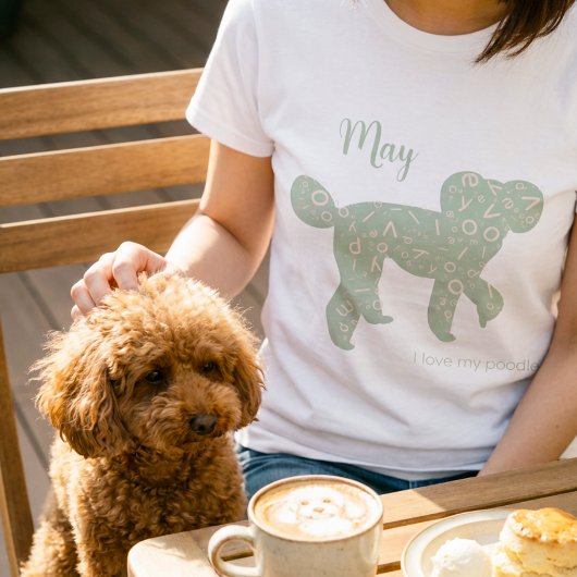 カスタム プードル 名前 セージグリーン シルエット Tシャツ
