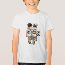 カスタム ベストフレンド サッカー少年 キッズTシャツ