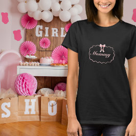 カスタム ベビーシャワー ピンク リボン ガール コケット マミー Tシャツ