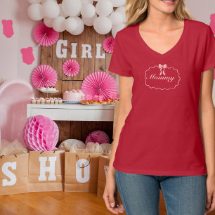 カスタム ベビーシャワー ピンク リボン ガール コケット マミー Tシャツ