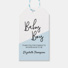 カスタム ベビーボーイ ブルー モダン 対角線 ベビーシャワー ギフトタグ