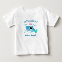 カスタム ベビー ネーム ブルーシャーク Tシャツ
