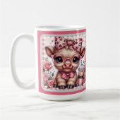 カスタム ベビー ハイランド コー ピンクのヒョウ柄リボン付き コーヒーマグカップ (左)