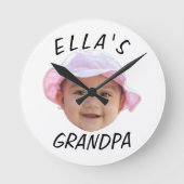 カスタム ベビー フェイス フォト テキスト おじいちゃん ラウンド壁時計 (正面)