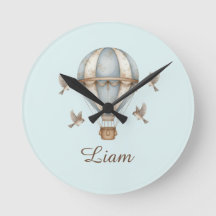 カスタム ベビー ボーイ 名前 水彩 ヴィンテージ ホットエア 気球